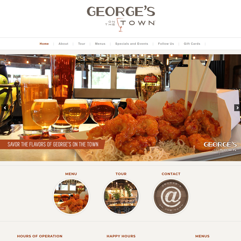 George's on the Town Home Page Screenshot