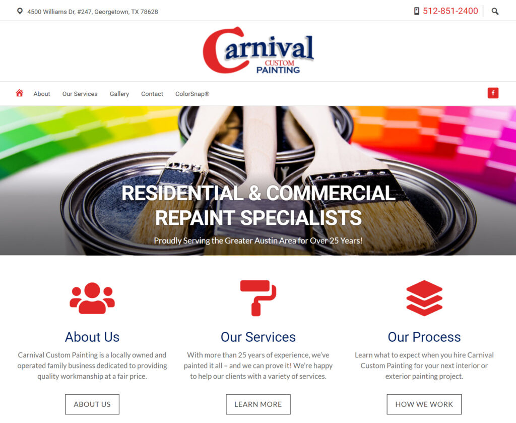 Carnival Painting Austin Website Screenshot